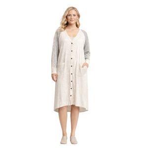 NWT Grey State Button Front Midi Geo Lace Duster Heather Gray Combo,‎ Size L (3)
